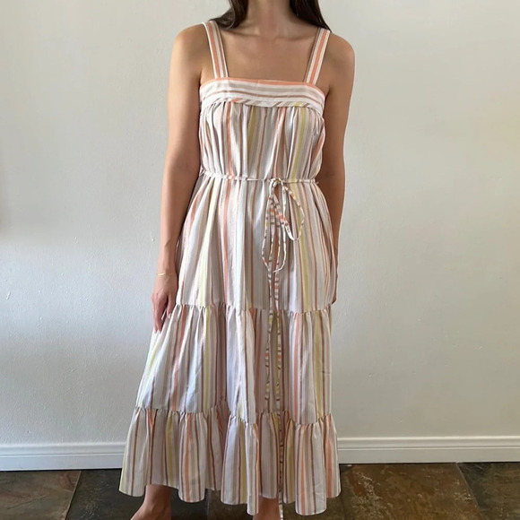 LEMLEM by Liya Kebede NWT Retta Sweepy Striped Metallic Dress - Picture 1 of 8